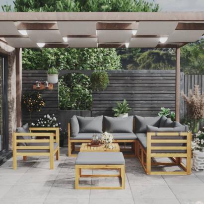 Set mobilier grădină cu perne, 8 piese, lemn masiv acacia GartenMobel Dekor