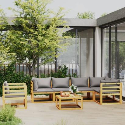 Set mobilier grădină cu perne, 7 piese, lemn masiv de acacia GartenMobel Dekor