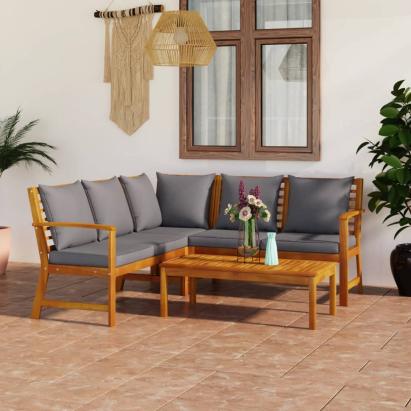 Set mobilier de grădină cu perne, 4 piese, lemn masiv de acacia GartenMobel Dekor