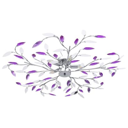 Lustră cu brațe tip frunze cristal acrilic violet 5 becuri E14  GartenMobel Dekor