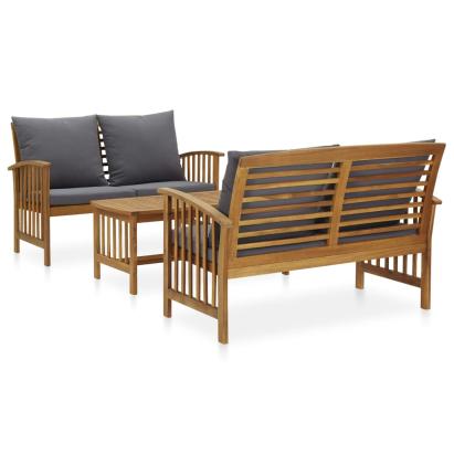 Set mobilier de grădină cu perne, 3 piese, lemn masiv de acacia GartenMobel Dekor