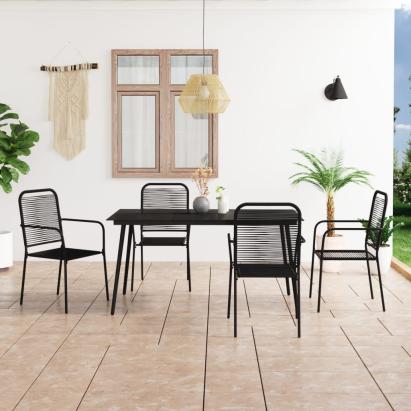Set mobilier de grădină 5 piese negru sfoară de bumbac și oțel GartenMobel Dekor