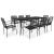 Set mobilier de grădină, 9 piese, negru, sfoară bumbac și oțel GartenMobel Dekor