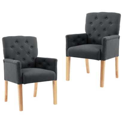 Scaune de bucătărie cu brațe, 2 buc., gri, material textil GartenMobel Dekor