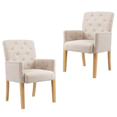 Scaune de bucătărie cu brațe, 2 buc., bej, material textil  GartenMobel Dekor