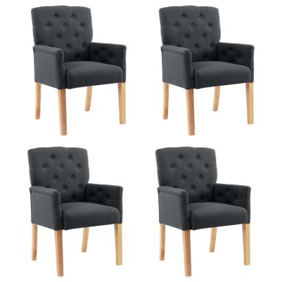 Scaune de bucătărie cu brațe, 4 buc., gri, material textil GartenMobel Dekor