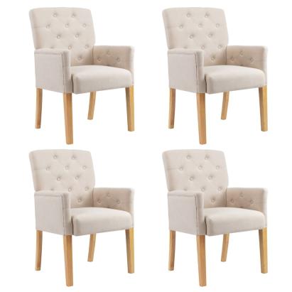 Scaune de bucătărie cu brațe, 4 buc., bej, material textil GartenMobel Dekor