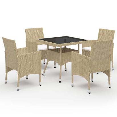 Set mobilier de grădină, 5 piese, bej, poliratan și sticlă  GartenMobel Dekor