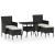 Set mobilier grădină, 5 piese, negru, poliratan/sticlă tratată GartenMobel Dekor
