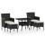 Set mobilier grădină, 5 piese, negru, poliratan/sticlă tratată GartenMobel Dekor