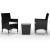 Set mobilier bistro, 3 piese, negru poliratan/sticlă securizată GartenMobel Dekor