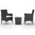 Set mobilier bistro, 3 piese, negru, poliratan și lemn acacia GartenMobel Dekor