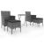 Set mobilier de grădină, 3 piese, gri, poliratan și sticlă GartenMobel Dekor