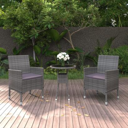 Set mobilier de grădină, 3 piese, gri, poliratan GartenMobel Dekor