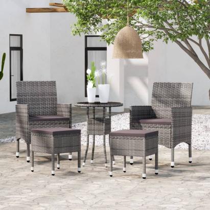 Set mobilier de grădină, 5 piese, gri, poliratan GartenMobel Dekor