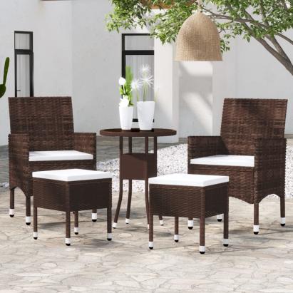 Set mobilier de grădină, 5 piese, maro, poliratan GartenMobel Dekor