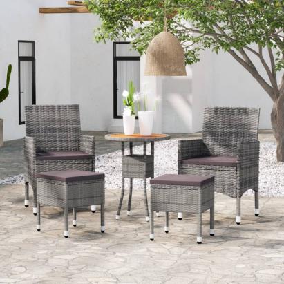 Set mobilier de grădină, 5 piese, gri, poliratan GartenMobel Dekor