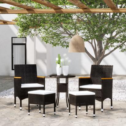 Set mobilier de grădină, 5 piese, negru, poliratan GartenMobel Dekor
