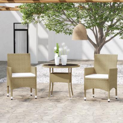 Set mobilier de grădină, 3 piese, bej, poliratan GartenMobel Dekor