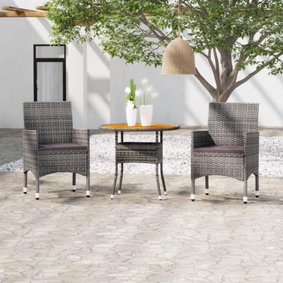 Set mobilier de grădină, 3 piese, gri, poliratan GartenMobel Dekor