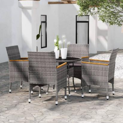 Set mobilier de grădină, 5 piese, gri, poliratan GartenMobel Dekor