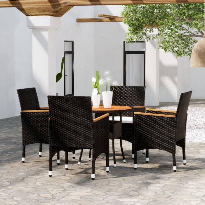 Set mobilier de grădină, 5 piese, negru, poliratan GartenMobel Dekor