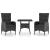 Set mobilier grădină, 3 piese, negru, poliratan și sticlă GartenMobel Dekor