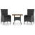 Set mobilier grădină, 3 piese, negru, poliratan și lemn acacia GartenMobel Dekor