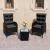 Set mobilier grădină, 3 piese, negru, poliratan și sticlă GartenMobel Dekor