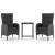 Set mobilier bistro grădină, 3 piese, negru, poliratan/sticlă GartenMobel Dekor
