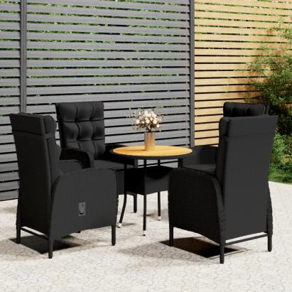 Set bistro de grădină, 5 piese, negru, poliratan GartenMobel Dekor