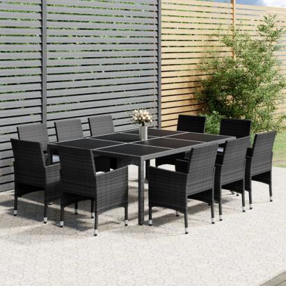 Set mobilier de grădină, 11 piese, gri, poliratan GartenMobel Dekor