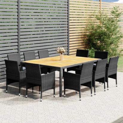 Set mobilier de grădină, 11 piese, gri, poliratan GartenMobel Dekor