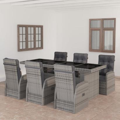 Set mobilier de grădină cu perne, 7 piese, gri, poliratan GartenMobel Dekor