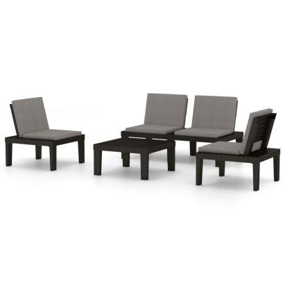 Set mobilier de grădină cu perne, 4 piese, gri, plastic GartenMobel Dekor