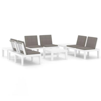 Set mobilier de grădină cu perne, 6 piese, alb, plastic GartenMobel Dekor