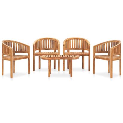 Set mobilier grădină tip banană, 5 piese, lemn masiv de tec GartenMobel Dekor