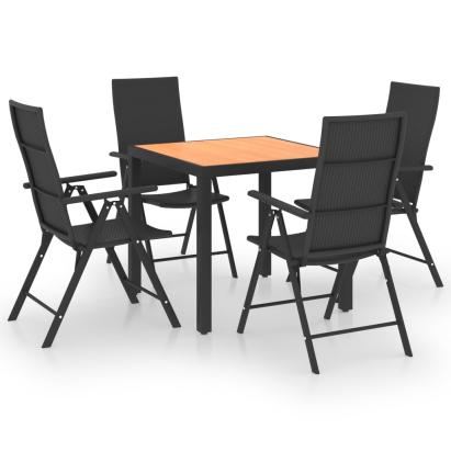 Set de masă pentru grădină, 5 piese, negru și maro GartenMobel Dekor