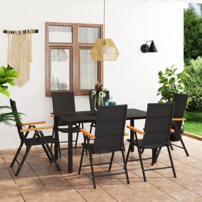 Set mobilier de grădină, 7 piese, negru și maro GartenMobel Dekor