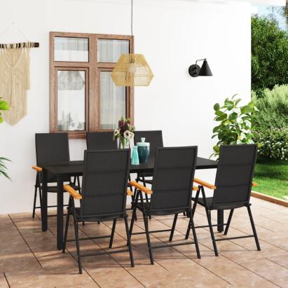 Set mobilier de grădină, 7 piese, negru și maro GartenMobel Dekor