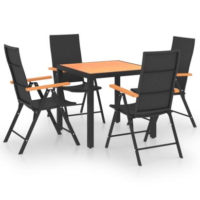 Set de masă pentru grădină, 5 piese, negru și maro GartenMobel Dekor