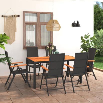Set mobilier de grădină, 7 piese, negru și maro GartenMobel Dekor