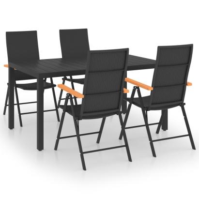 Set de masă pentru grădină, 5 piese, negru și maro GartenMobel Dekor