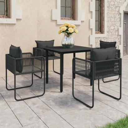 Set mobilier de grădină, 5 piese, negru, ratan PVC GartenMobel Dekor
