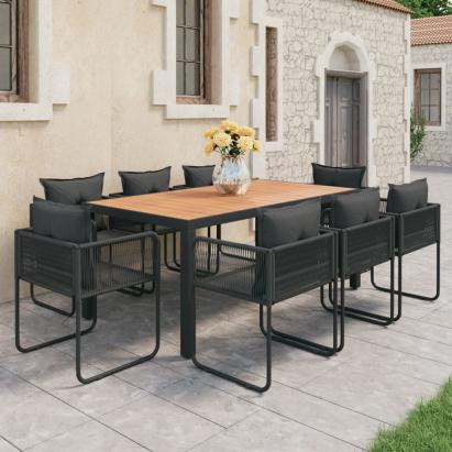 Set mobilier de grădină, 9 piese, negru și maro, ratan PVC GartenMobel Dekor