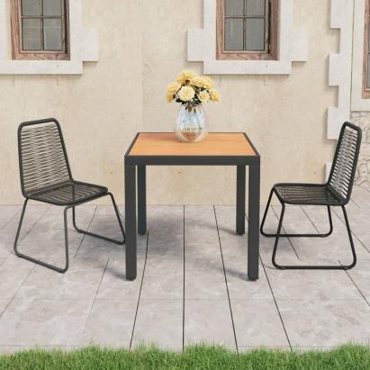 Set mobilier de grădină, 3 piese, negru și maro, ratan PVC GartenMobel Dekor