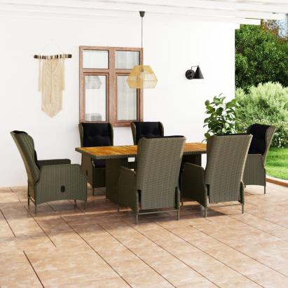 Set mobilier de exterior cu perne, 7 piese, maro, poliratan GartenMobel Dekor