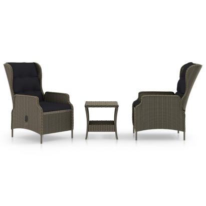 Set mobilier de grădină cu perne, 3 piese, maro, poliratan GartenMobel Dekor