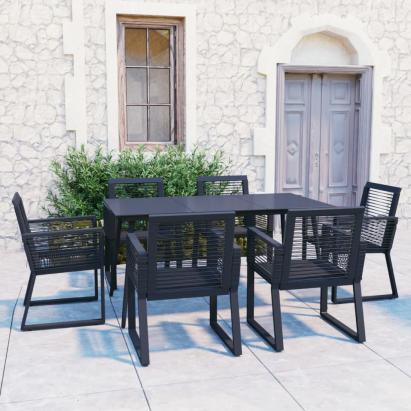 Set mobilier de exterior, 7 piese, negru, ratan PVC GartenMobel Dekor