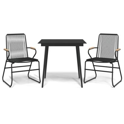 Set cu masă pentru grădină, 3 piese, negru, ratan PVC GartenMobel Dekor